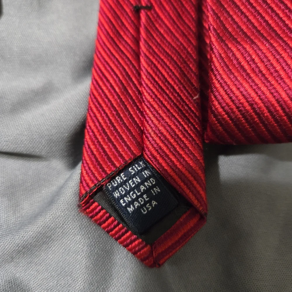 Brooks Brothers Makers Red Orange Black Bias Stripes Silk Necktie USA Made